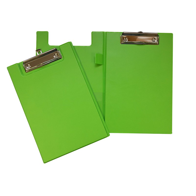 A5 Neon Green Foldover Clipboard with Pen Holder