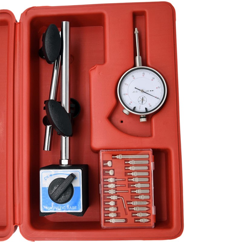 Dial Indicator with Magnetic Base, 0-1.0" Tester Gage, 0.001" Precision