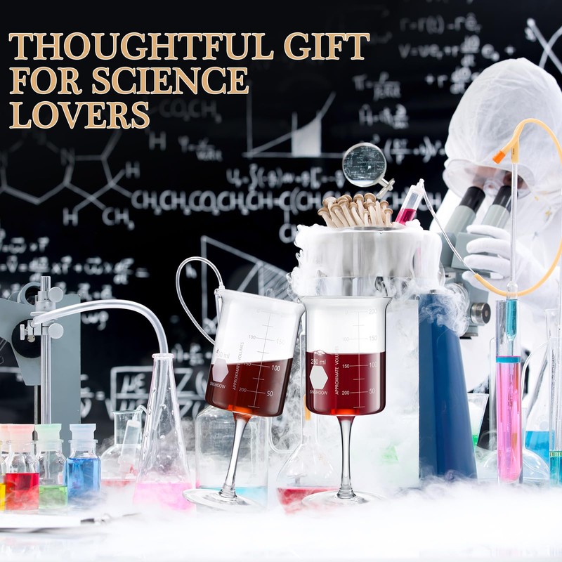 Singhoow 1 Pcs Laboratory Beaker Wine Glasses, 8.5 oz Chemistry