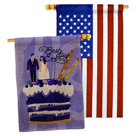 Angeleno Heritage Best Day Ever Burlap House Flag Pack Celebration Wedding Marriage Bride Groom Mrs Occasion Anniversary Party Applique Banner Small Garden Yard Gift Double-Sided, Made in USA