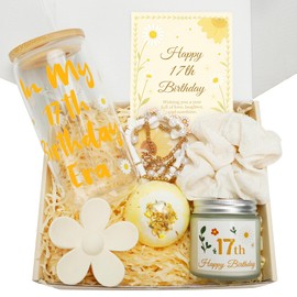 MerriBox 17th Birthday Gifts for Teen Girls – Daisy Sunflower Aesthetic Gift Set with 7pcs – Cute Teen Girl Birthday Gift Box for Daughter, Niece, Granddaughter, Sister, Best Friend