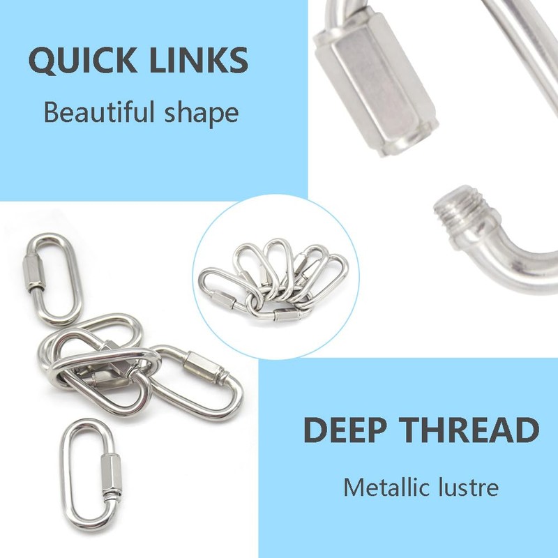 CEEYSEE 6Pcs D Shackle M6 304 Stainless Steel Shackles Quick