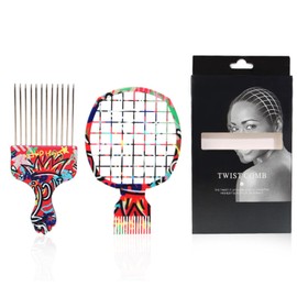 Twist It up Comb - Twist Hair Sponge Brush and Comb Set,Twist Hair Coils Comb, Twist Wave Curl Brush for Natural Hair Personal Curl Hair Styling