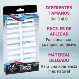 Tips Coffin Xxl  Cowboy 240 Piezas. Elige Color. Gc Nails                                                                                             