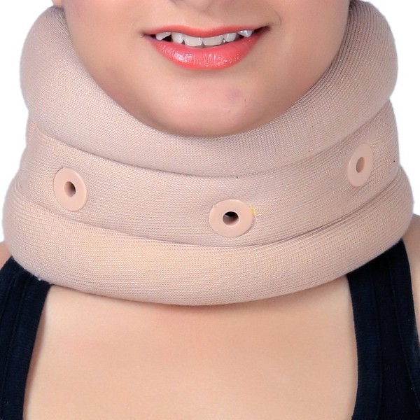 HealthGoodsIn – Collar cervical ajustable con ojales suaves | soporte para el cuello | para soporte de vértebras | para apoyo de cuello | Alivia el dolor | Reduce la presión de la columna vertebral (extra grande)