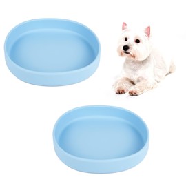 Cat Silicone Dog Bowls, Non Slip Dog Food Cat Feeding Bowls, Drinking Pet Bowl for Dry and Wet Food, 10 OZ/330ML Water Bowl for Small Pets 2PCS (Blue)