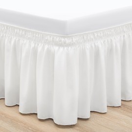 RIMELA White Bed Skirt Queen Size 15" Drop, Elastic Bedskirt for Box Spring & Adjustable Bed, Soft and Solid Fabric, Easy to Install Machine Washable Wrinkle & Fade Resistant, Warm White Dust Ruffle