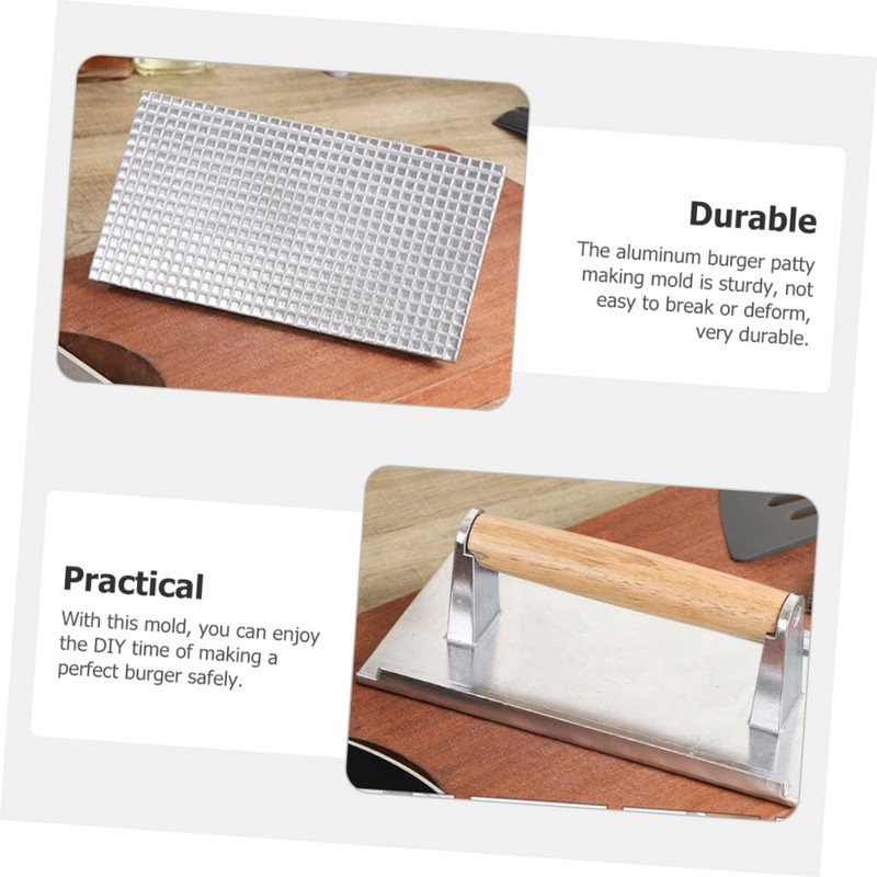 VICASKY Manual Aluminum Grill Press Portable Rectangle Burger Patty Maker