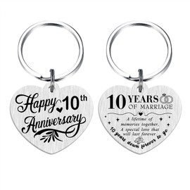 Tangvo 10 Years Anniversary Keychain - Happy 10th Wedding Anniversary