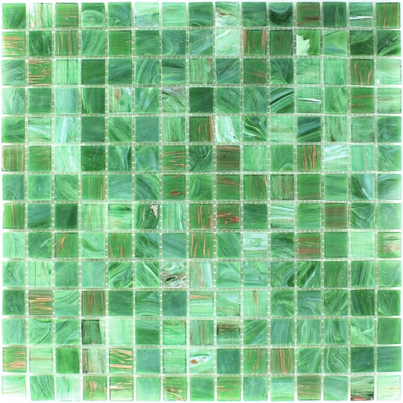 Glass Effect Mosaic Tile Gold Star Green