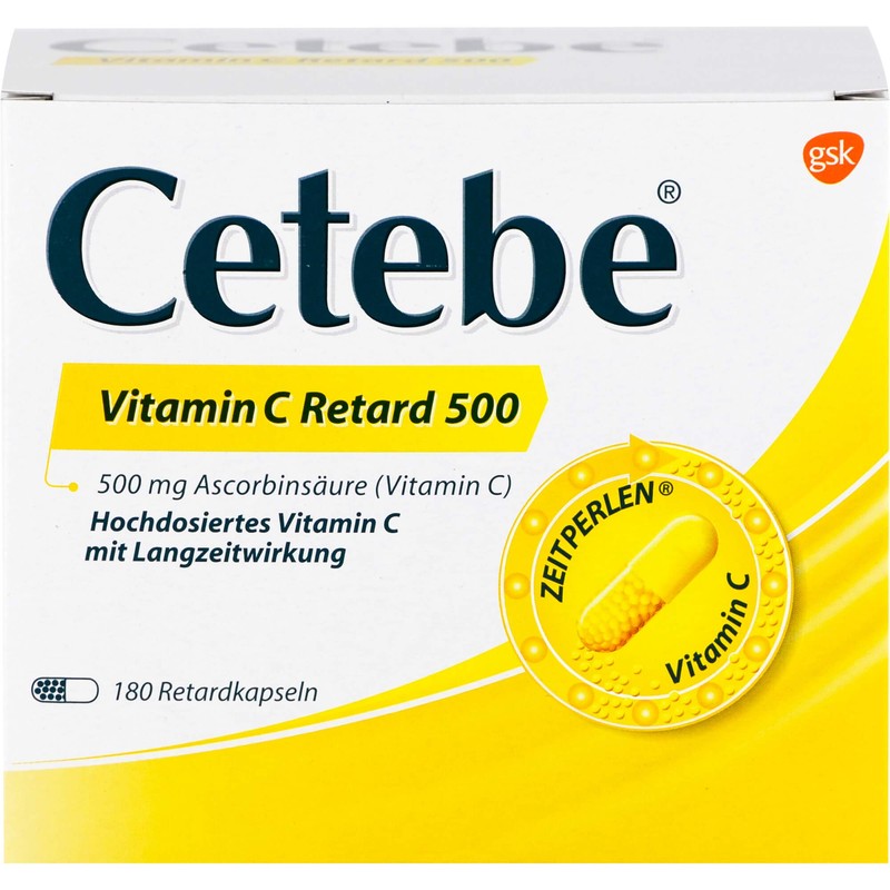 Cetebe Vitamin C Retard 500 Hartkapseln, 180 ct Capsules