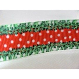 Green and Red Christmas  7/8 inch Grosgrain Ribbon