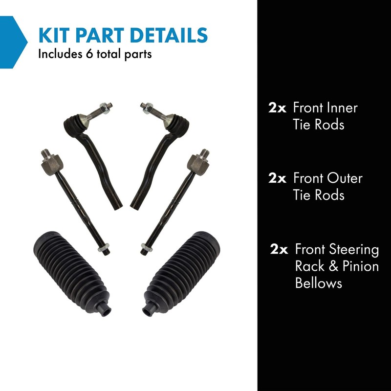 TRQ Front Steering Kit Steering Rack & Pinion Bellow Tie