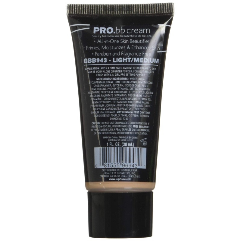 L.A. Girl HD PRO.BB Cream, Light Medium GBB943