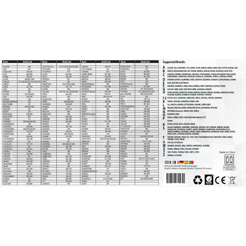 Universal Air Conditioning Remote Control Compatible with All Original Remote