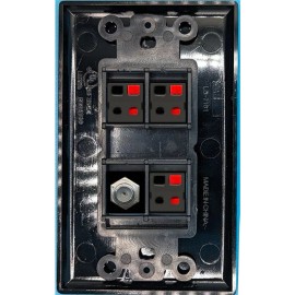 Wallplate City 4 Port 1 Gang Jack Face Cover Coupler COAX 3 SPEAKER Wall Plate BLACK