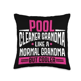 Pool Cleaner Grandma Swimming Pool Maintenance Technician Throw Pillow