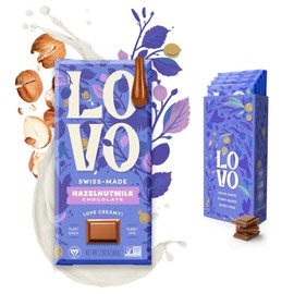 LOVO Hazelnutmilk Chocolate Bar, Dairy Free & 100% Plant-Based & Dairy Free Milk Chocolate, Creamy and Delectable Vegan Milk Chocolate Made With Hazelnut Milk, Non-GMO, Gluten-Free, Swiss-made, 2.82 oz (Pack of 4)