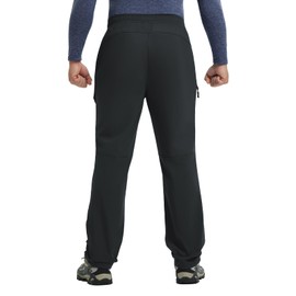 baleaf Men's Fleece Lined Hiking Cargo Pants Softshell Water Resistant Snow Thermal Pants Winter Insulate with Zipper Pocket Black S