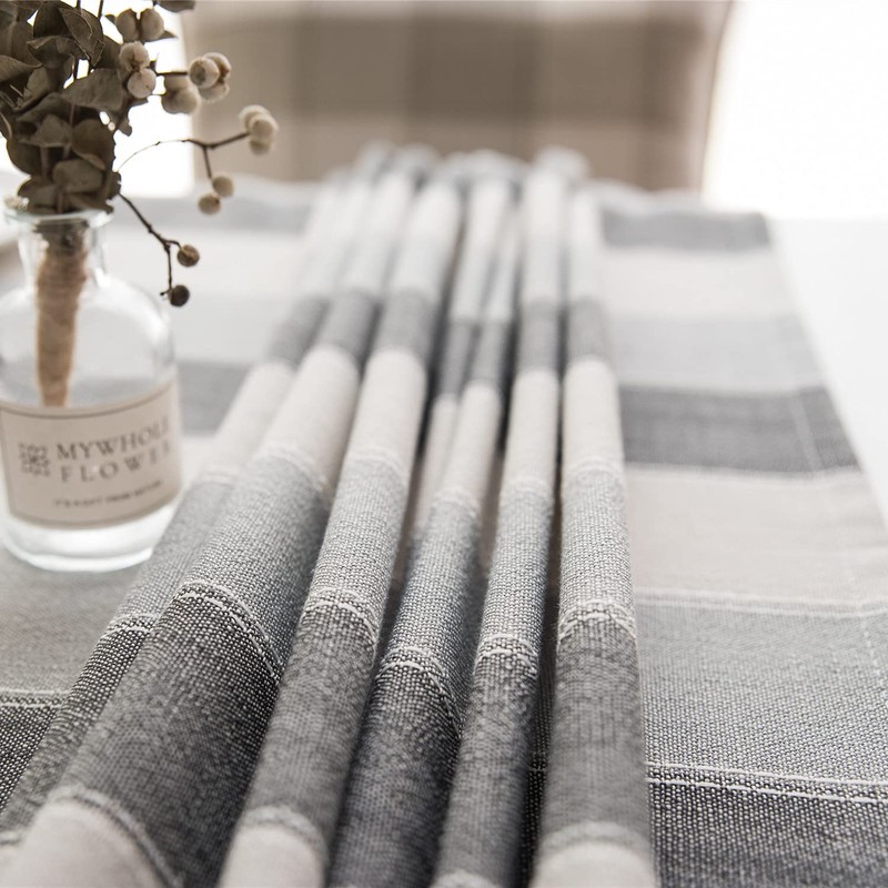 Cotton Linen Sewing Tassel Tablecloth Striped Tri-Colour Rectangular Tablecloth for