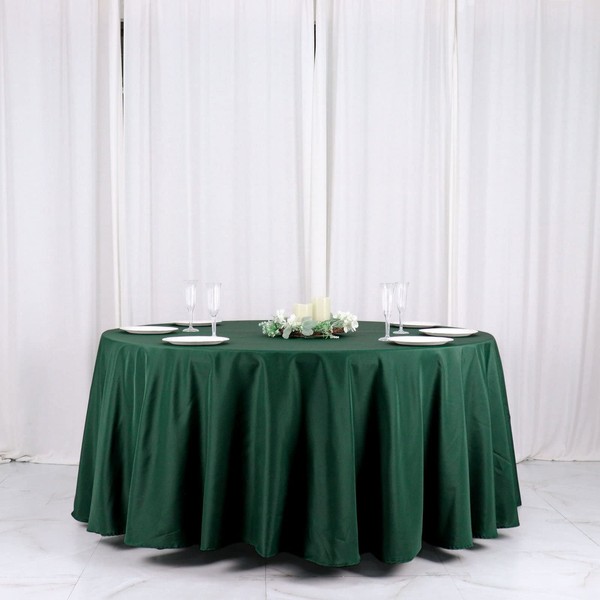 Tableclothsfactory 120" Hunter Green Emerald Green Polyester Round Tablecloth