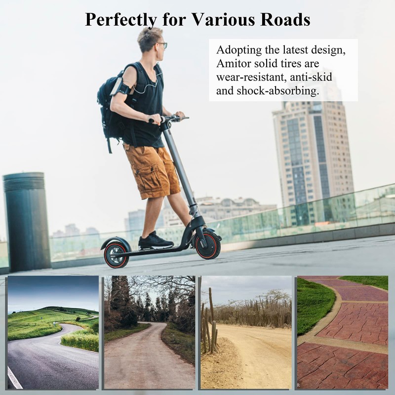 Amitor 8 1/2 Scooter Solid Tires, 8.5 Solid Tire for