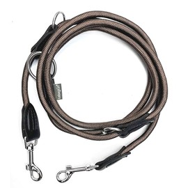 Leisegrün Dog Lead for Small Dogs 3 m Nylon 3 Way Adjustable with 2 Carabiners Elegant Brown