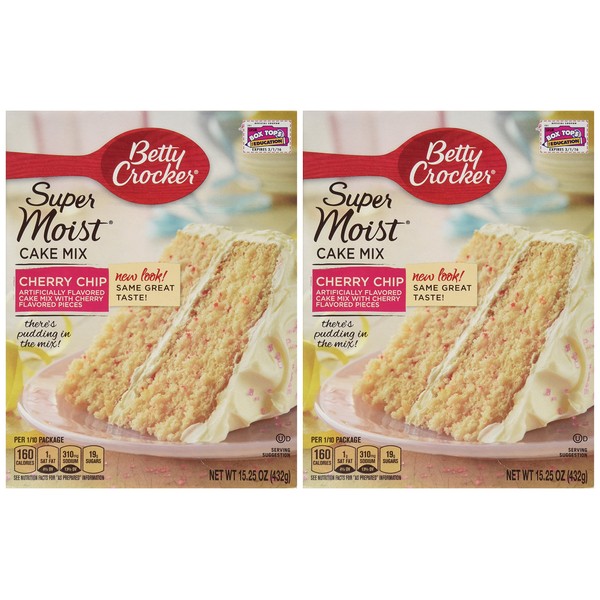 Betty Crocker Super Moist Cake Mix-Cherry Chip-15.25 Oz,2 Pack