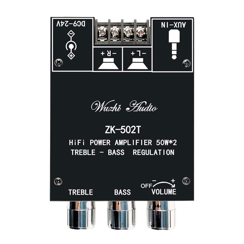 2PCS ZK-502T 50Wx2 High Bass Front Audio Amplifier Board Module