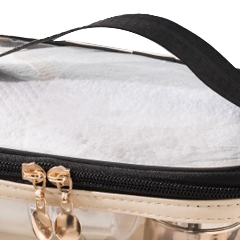 Double Layer Makeup Bag Waterproof, Spacious Alloy Zippers Durable Handle