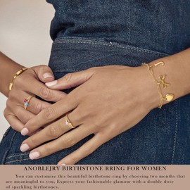 ANOBLEJRY Gold Engagement Rings for Women Non Tarnish Gifts for Women Birthday Unique December Ring Blue Tanzanite Rings Anniversaries Gifts for Women