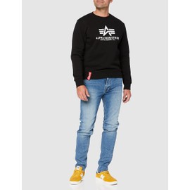 Alpha Industries Men’s Basic Sweater/Sweatshirt (Basic Sweater) - Black (Black 03) Plain, size: xl