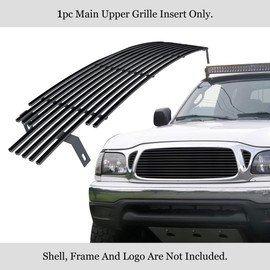 APS Premium Stainless Steel Black 8x6 Horizontal Billet Grille Grill Insert Compatible with Toyota Tacoma 2001 2002 2003 2004 1 PC Cover 3 Holes Main Upper N19-J56458T