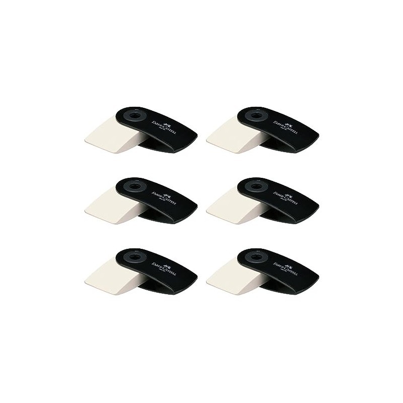 FABER-CASTELL 205076 – Eraser Sleeve Mini, Black, Pack of 6