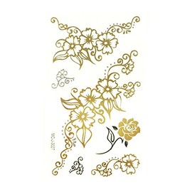 Allydrew Small Metallic Gold Silver and Black Body Art Temporary Tattoos, Bouquet