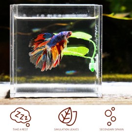 4pcs Betta Fish Leaf Pad Hammocks With Suction Cup, Double Leaf Design, Simulating Natural Habitat for Lightweight and Realistic Spawning Grounds, Breeding Resting Bed