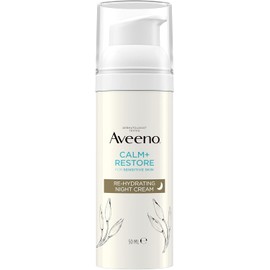 Aveeno CALM+RESTORE Re-Hydrating Night Cream (1 x 50ml), Fragrance-Free Face Care, Intensely Nourishes with Shea Butter & Prebiotic Oat, Suitable for Sensitive Skin