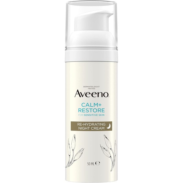 Aveeno CALM+RESTORE Re-Hydrating Night Cream (1 x 50ml), Fragrance-Free Face