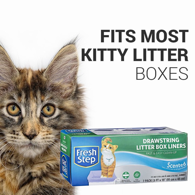 Fresh Step Drawstring Cat Litter Box Liners, Scented, Jumbo Size,