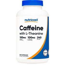 Nutricost Nutricost Caffeine with L-Theanine, 100mg of Each, 240 Capsules, 240 Servings - Non-GMO and Gluten Free