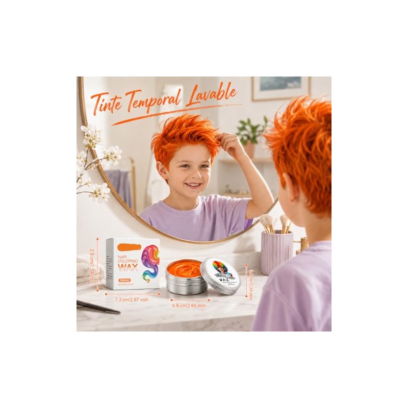 Cera Para Pintar Cabello, Tinte Temporal Para Cabello (Naranja)