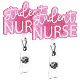 HOODANCOS 2pcs Student Nurse Badge Reel Acrylic Retractable Badge Holder ID Name Tag Badge Clips for Nurses Nursing Teacher Office Work Business Women