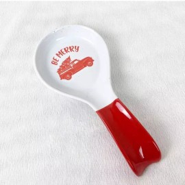 Unbranded Be Merry Red Truck Christmas Tree Speckled Spoon Rest Holiday Kitchen Decor