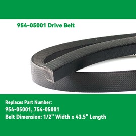 954-05001 Lawn Mower Drive Belt Fits for MTD Cub Cadet Troy-Bilt 754-05001 CC30 CC30H TB30 TB30R Craftsman 490-501-C065 490-501-M065 CMXGZAM501065 R110 R140 R105 R1000 R1500 (1/2" x 43-1/2")