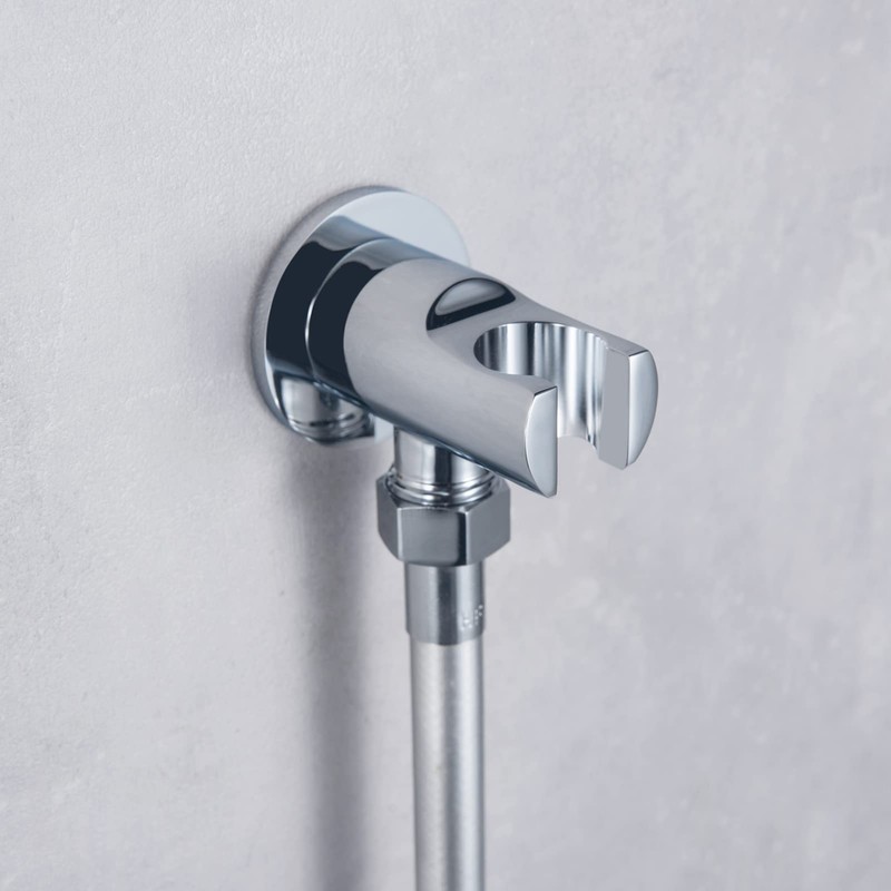 Keymark Wall Supply Elbow with Hand Shower Holder Chrome, Brass