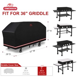 Turtle Life Grill Griddle Cover, Heavy Duty Flat Top Gas Smoke Grill Cover for 36" Blackstone Royal Gourmet- GB GD 400 Series Cooking Station, Large, Black