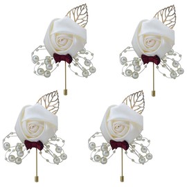 Colrid Pack of 6 Groom Boutonniere, Corsage Wedding Boutonniere, Boutonniere Bride, Wedding Boutonniere, for the Bride, the Groom, the Flower Girl and the Guests Present