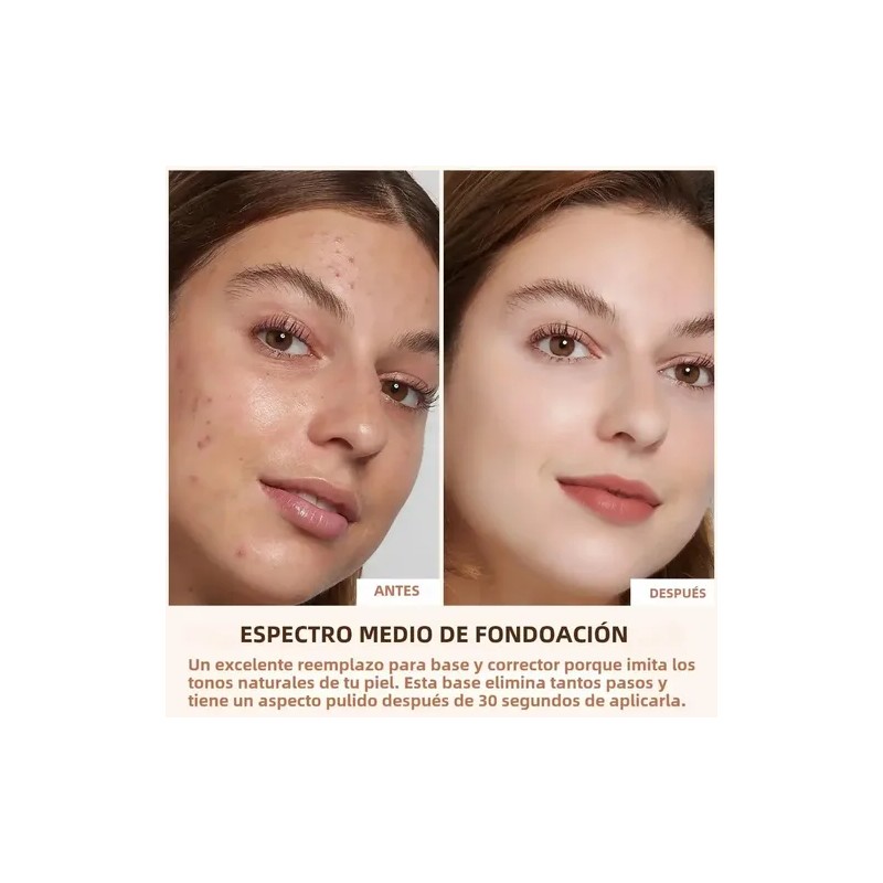 Base Maquillaje Natural Spf 50 Acne Manchas Proteje Unifica