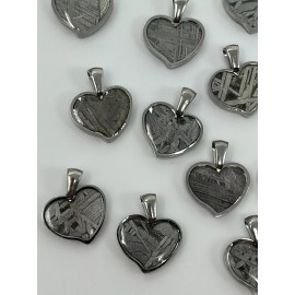 Laser Cut Aletai Meteorite Heart Pendant in Stainless Steel and Resin Qty 1