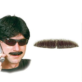 NET TOYS Moustache Agent Beard for Sticking Brown Fake Moustache Spy Moustache Carnival